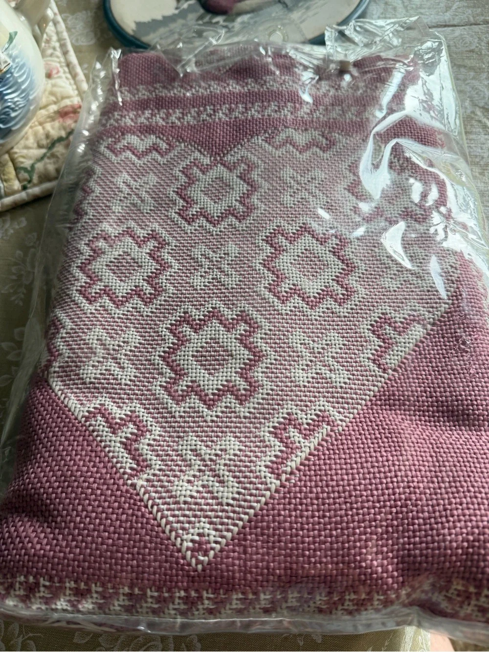 Cottagecore Double Woven Heart Accent Throw Blanket - Pink blanket